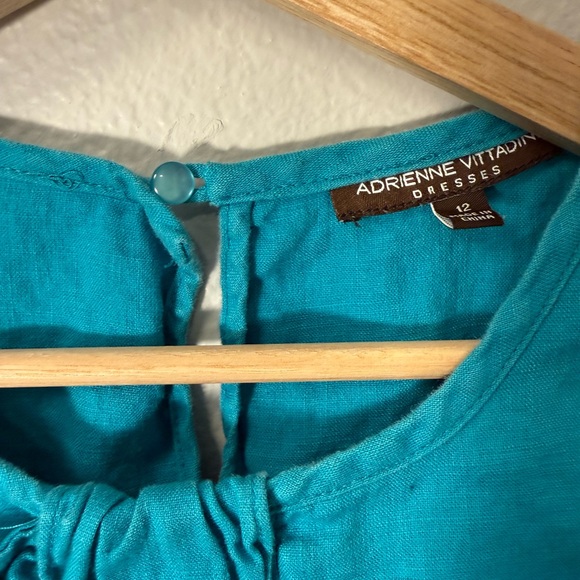 Adrienne Vittadini Turquoise Linen Sleeveless Dress - Picture 3 of 3